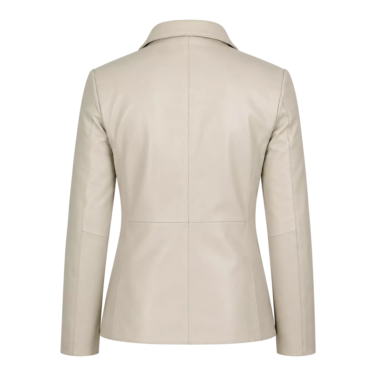 Women’s Ivory Leather Blazer | Cream Tailored Button Front Jacket