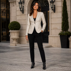 Women’s Ivory Leather Blazer | Cream Tailored Button Front Jacket