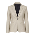Women’s Ivory Leather Blazer | Cream Tailored Button Front Jacket