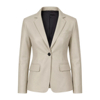 Women’s Ivory Leather Blazer | Cream Tailored Button Front Jacket