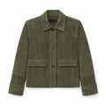 Women’s Olive Green Suede Jacket | Stylish Cropped Leather Jacket for Women