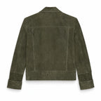 Women’s Olive Green Suede Jacket | Stylish Cropped Leather Jacket for Women
