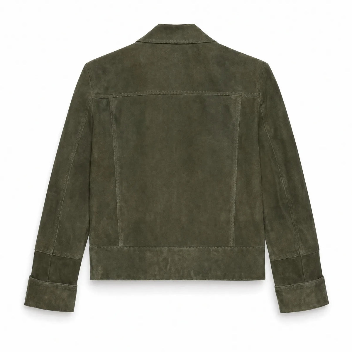 Women’s Olive Green Suede Jacket | Stylish Cropped Leather Jacket for Women
