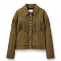 Women’s Olive Suede Fringe Jacket | Boho Inspired Leather Western Style Outerwear