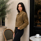 Women’s Olive Suede Fringe Jacket | Boho Inspired Leather Western Style Outerwear
