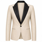 Men’s Quilted Lapel Leather Blazer | Luxury Tailored Dinner Jacket