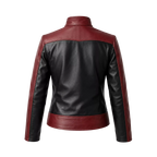 Women’s Red Black Spider Emblem Leather Jacket | Biker Style Moto Jacket