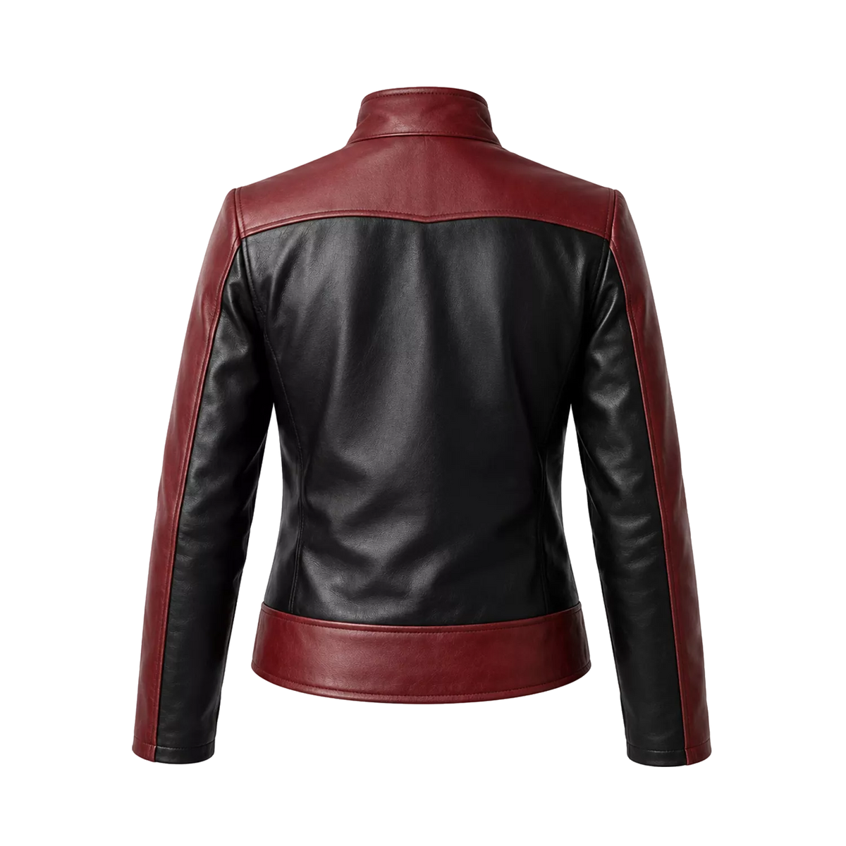 Women’s Red Black Spider Emblem Leather Jacket | Biker Style Moto Jacket