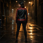 Women’s Red Black Spider Emblem Leather Jacket | Biker Style Moto Jacket