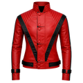 Women's Red and Black Retro Leather Jacket  Fashion Biker Style Outerwear