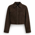 Women’s Suede Field Jacket | Vintage Brown Leather Trucker Style