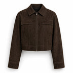 Women’s Suede Field Jacket | Vintage Brown Leather Trucker Style