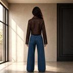 Women’s Suede Field Jacket | Vintage Brown Leather Trucker Style