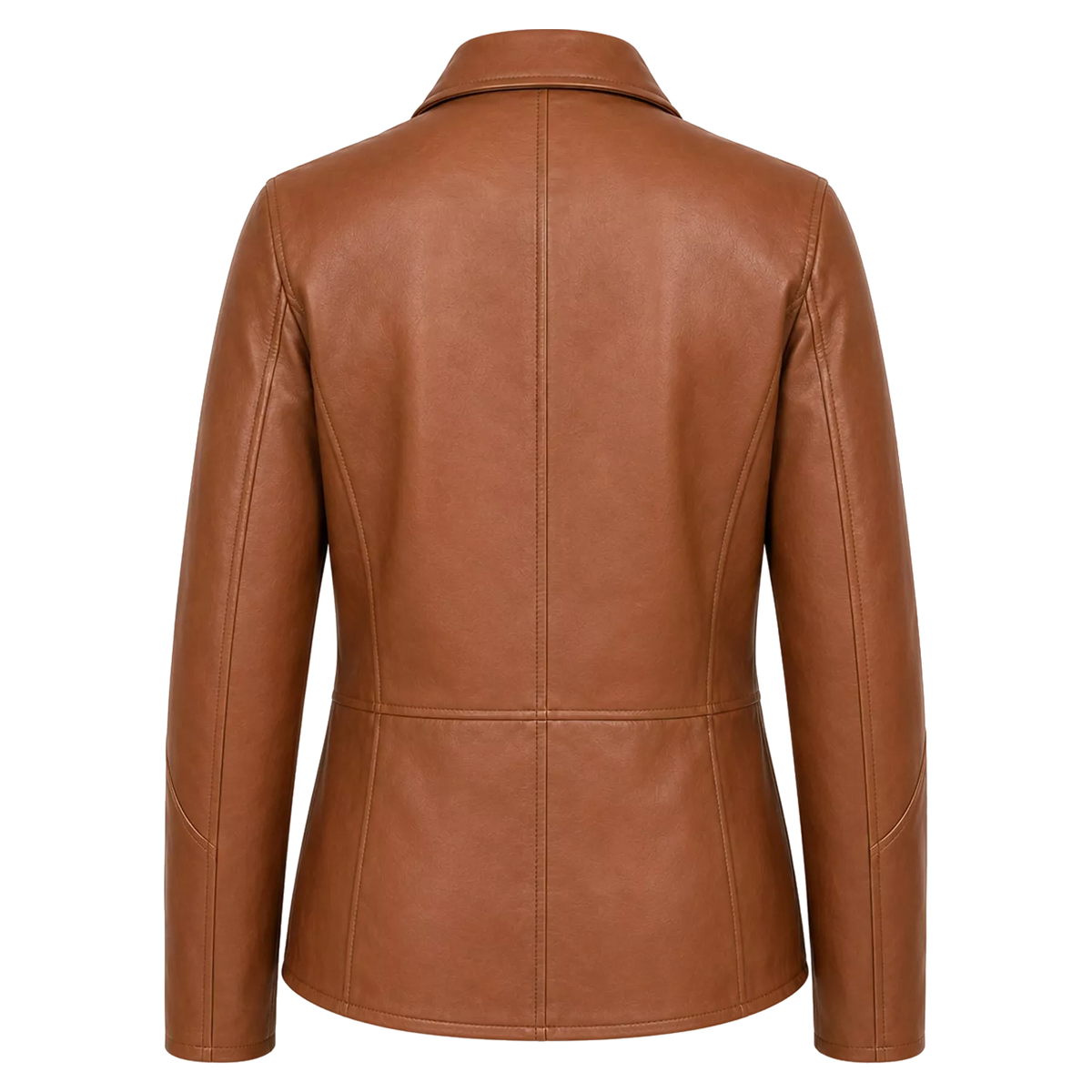 Women’s Tan Brown Leather Safari Blazer Jacket | Button-Up Utility Coat