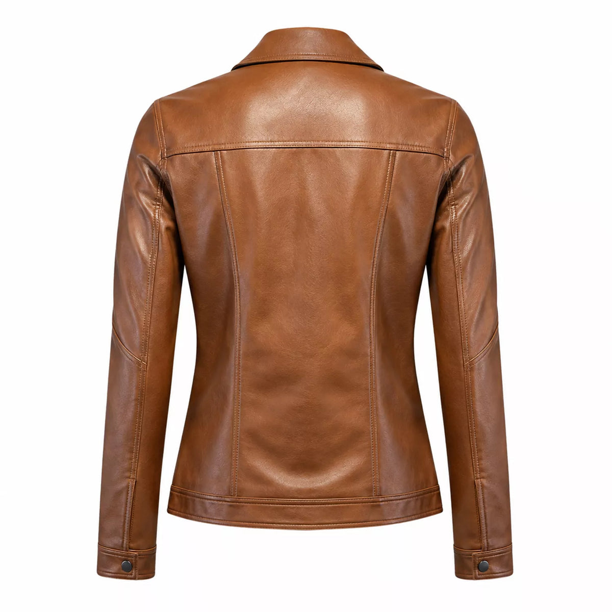 Women’s Tan Leather Trucker Jacket | Classic Western Style