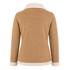 Women’s Tan Shearling Suede Leather Jacket | Warm Winter Zip Jacket