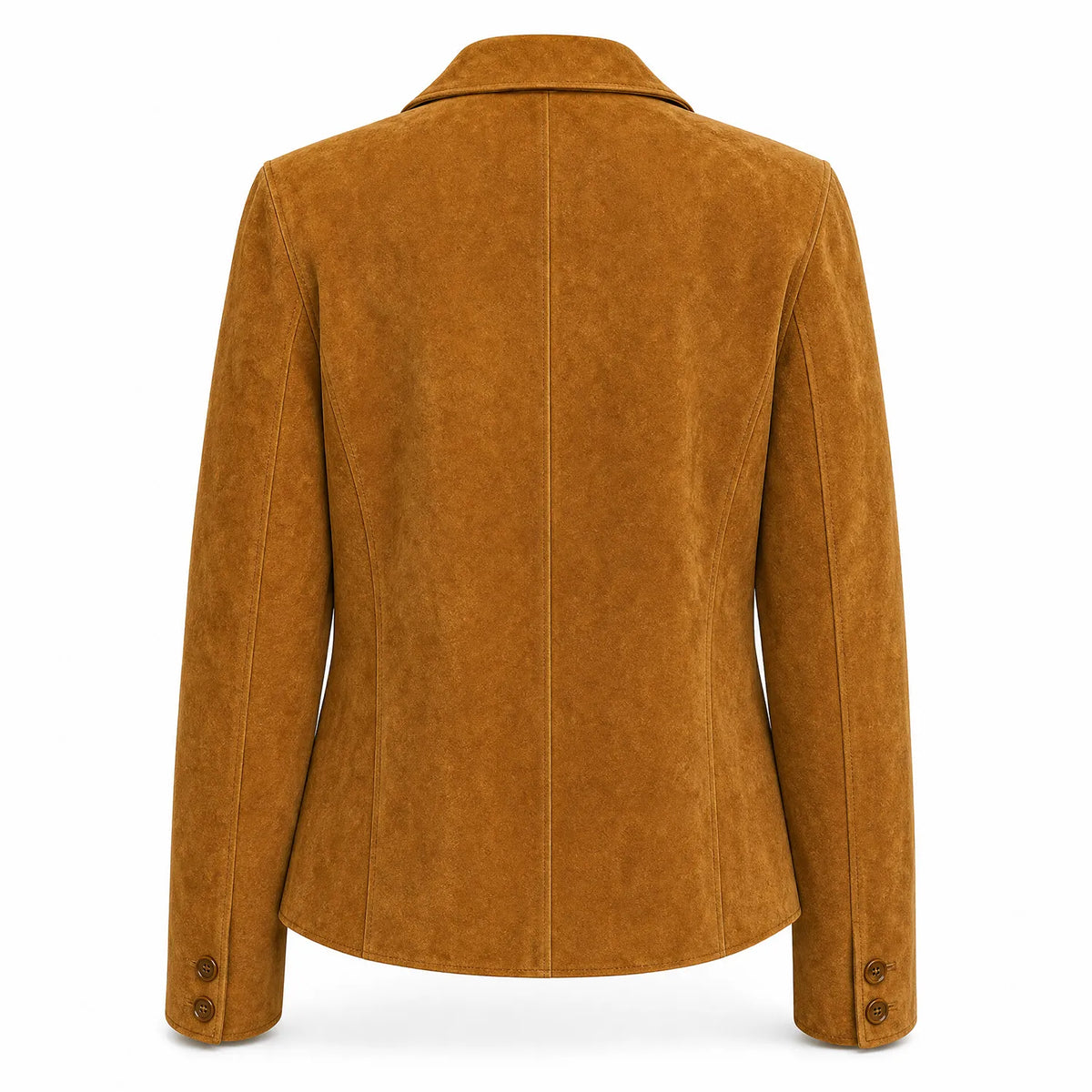 Women’s Tan Suede Blazer Jacket | Premium Leather Tailored Button Front Outerwear