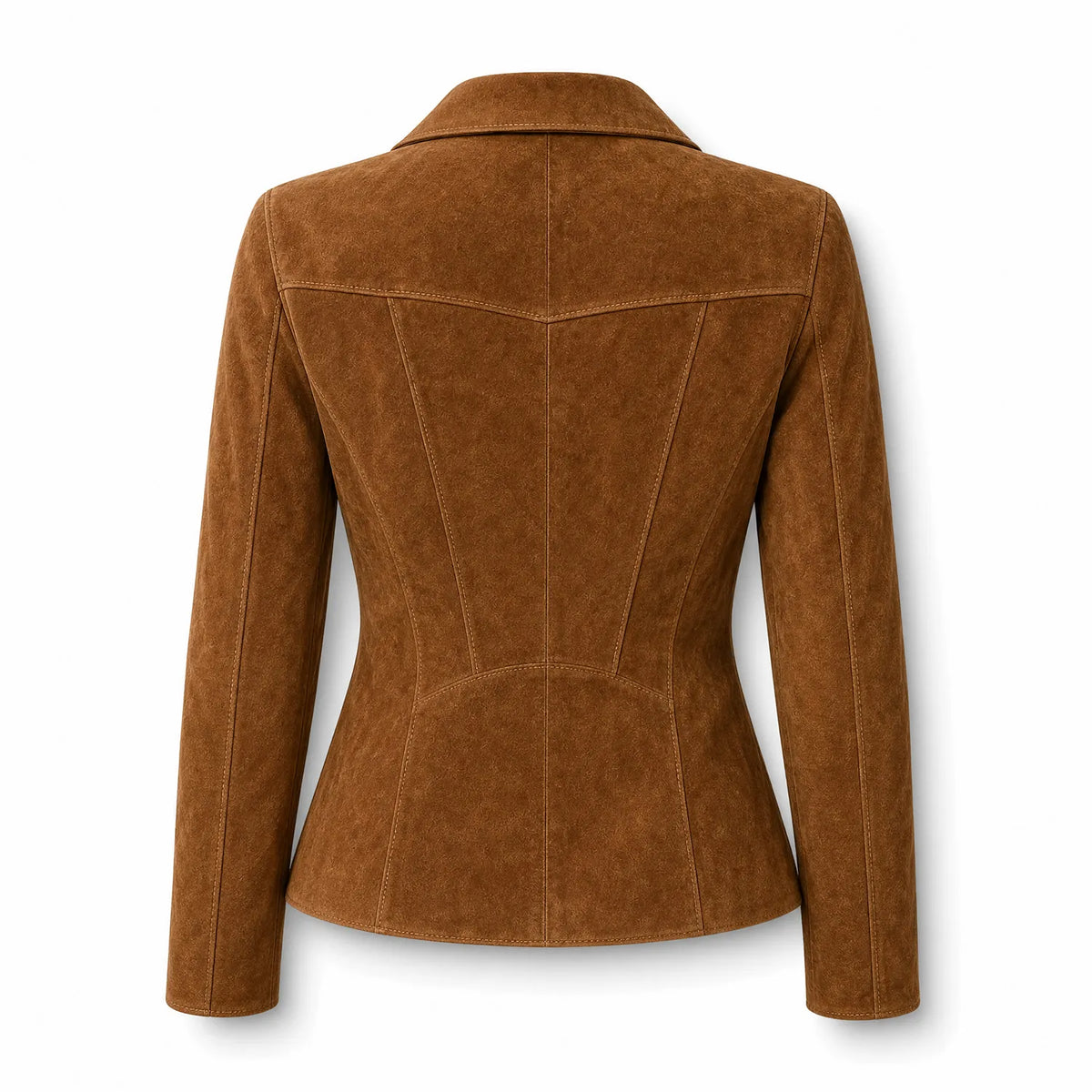 Women’s Western Leather Jacket | Brown Suede Slim Fit Zip Jacket