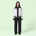Women's White Green Shearling Leather Jacket | Aviator Style Winter Jacket