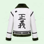 Women's White Green Shearling Leather Jacket | Aviator Style Winter Jacket