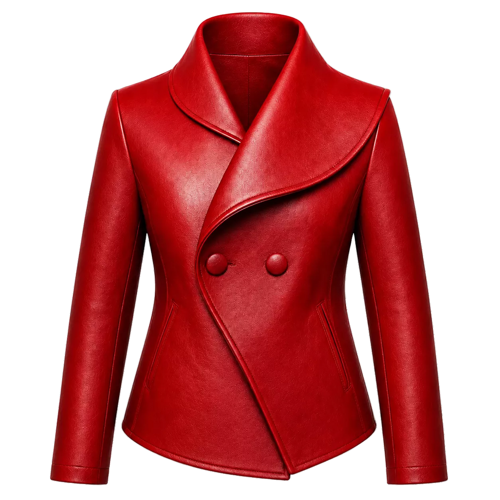 Women’s Wrap Leather Jacket | Asymmetric Button Front Blazer Style Coat