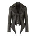 Women’s Black Gothic Edwardian Mid-Length Leather Jacket