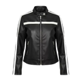 Women’s Black & White Color | Block Faux Leather Moto Jacket