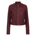 Women’s Burgundy Cropped Leather Jacket | Classic Zip Moto Style