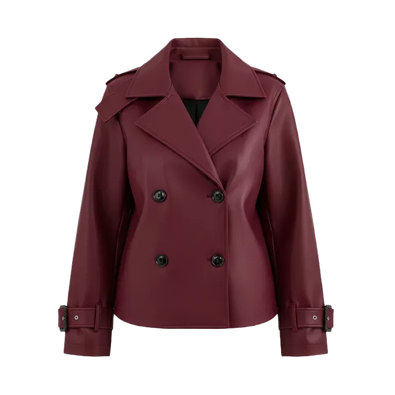 Women’s Burgundy Leather Trench | Style Jacket