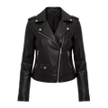 Women’s Faux Leather Biker Jacket | Classic Black Zip-Up Moto Style