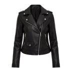 Women’s Faux Leather Biker Jacket | Classic Black Zip-Up Moto Style