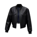 Women’s Minimal Faux Leather Bomber Jacket | Classic Black Everyday Style
