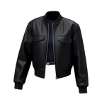 Women’s Minimal Faux Leather Bomber Jacket | Classic Black Everyday Style
