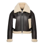 Women’s Shearling Collar Leather Jacket | Chocolate Brown Winter Coat