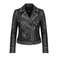 Women’s Studded Biker Leather Jacket | Black Moto Style