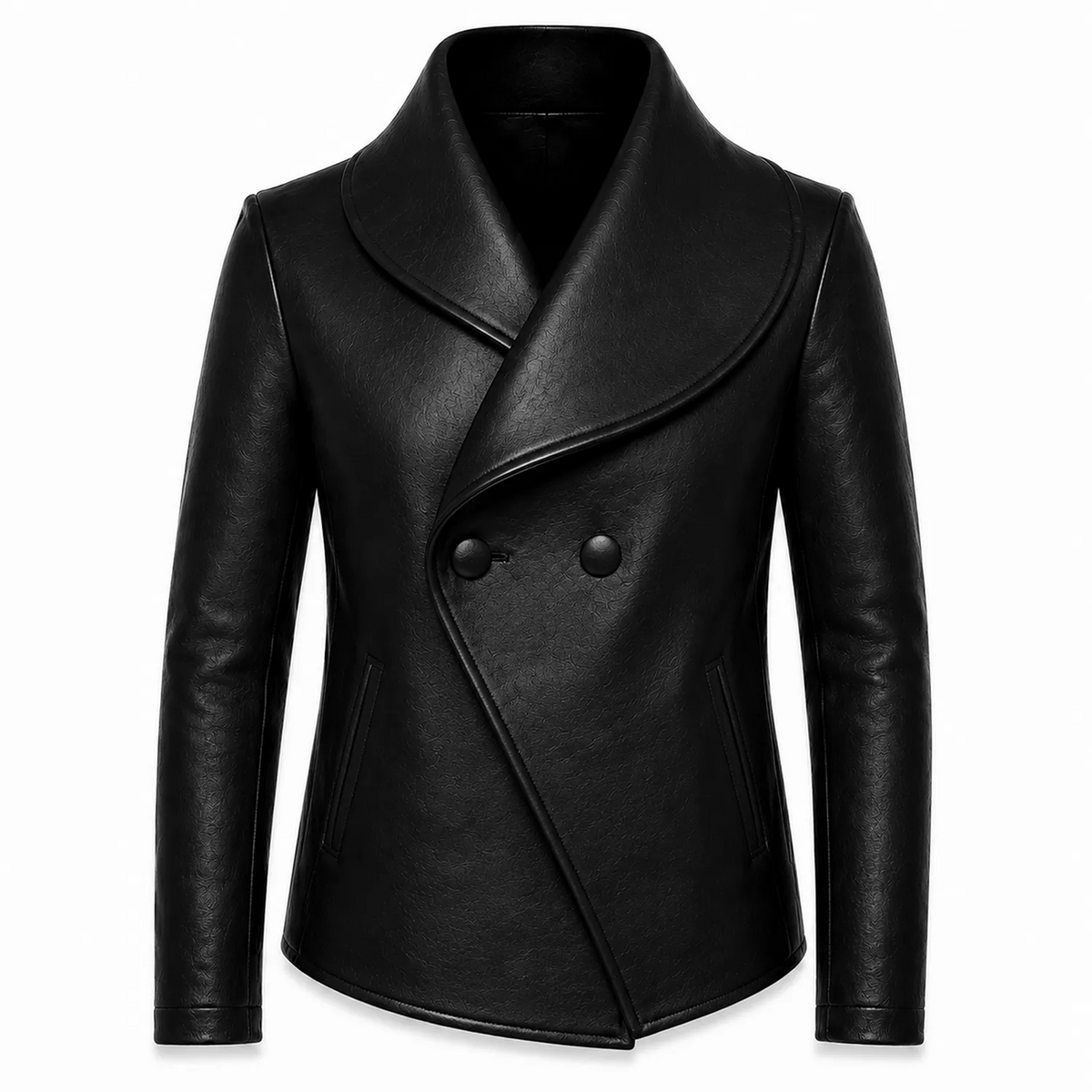 Men’s Wrap Leather Jacket | Asymmetric Button Front Blazer Style Coat