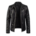 Men’s Black Leather Cafe Racer Jacket | Buckle Collar Biker Style