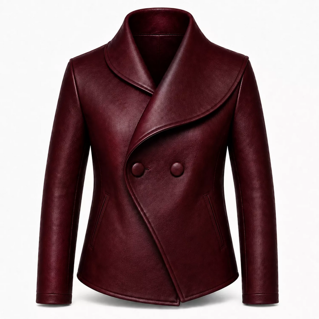 Men’s Wrap Leather Jacket | Asymmetric Button Front Blazer Style Coat