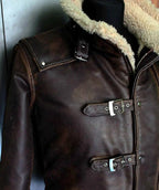 Men’s Brown Shearling Leather Jacket | Vintage Aviator Style