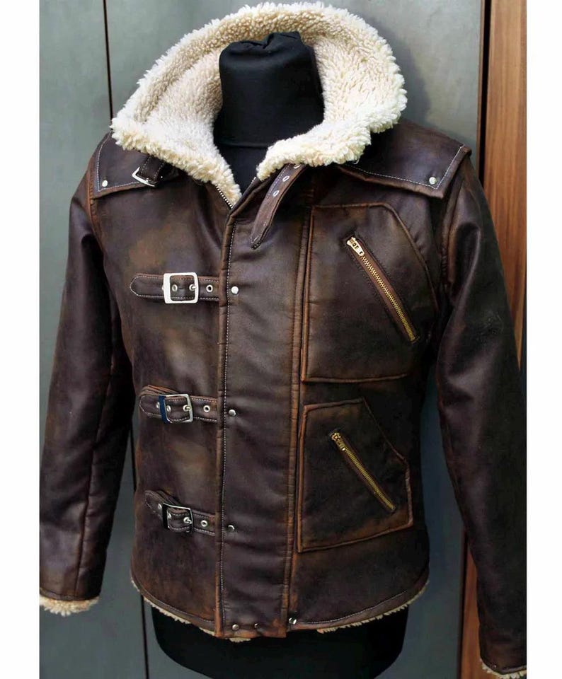 Men’s Brown Shearling Leather Jacket | Vintage Aviator Style