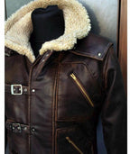 Men’s Brown Shearling Leather Jacket | Vintage Aviator Style