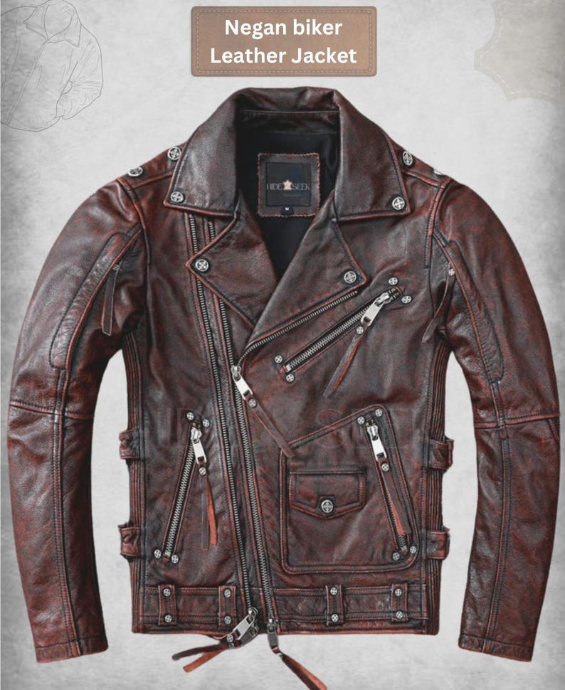 Men’s Distressed Brown Leather Biker Jacket | Vintage Moto Style