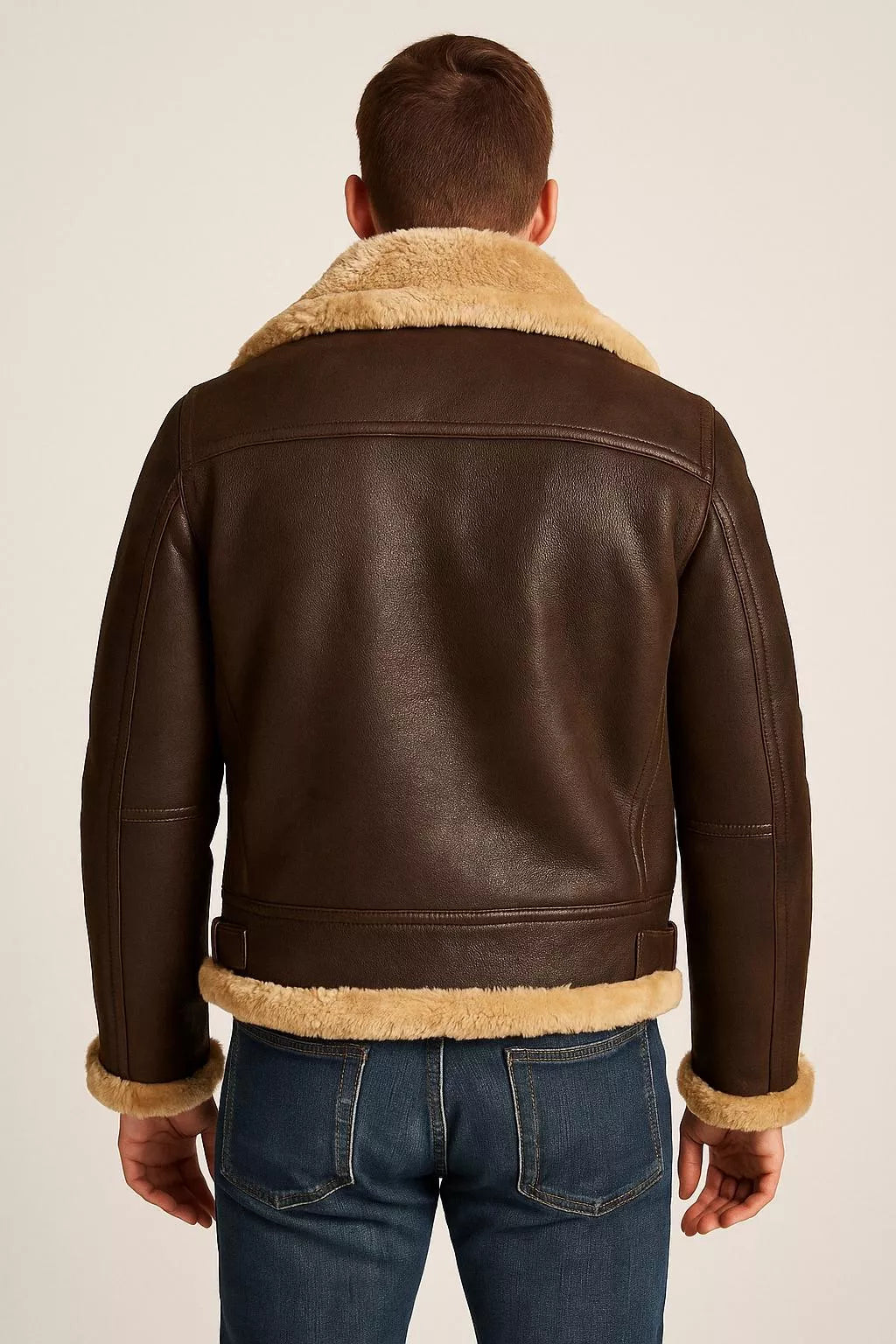 Men’s Real Leather Aviator Jacket | B3 Bomber Shearling Coat