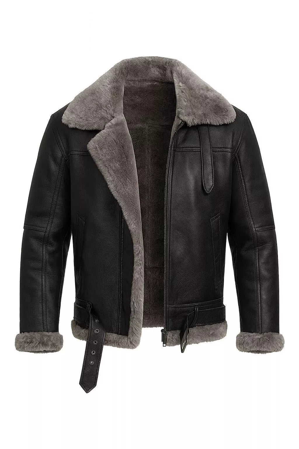 Men’s Real Leather Aviator Jacket | B3 Bomber Shearling Coat