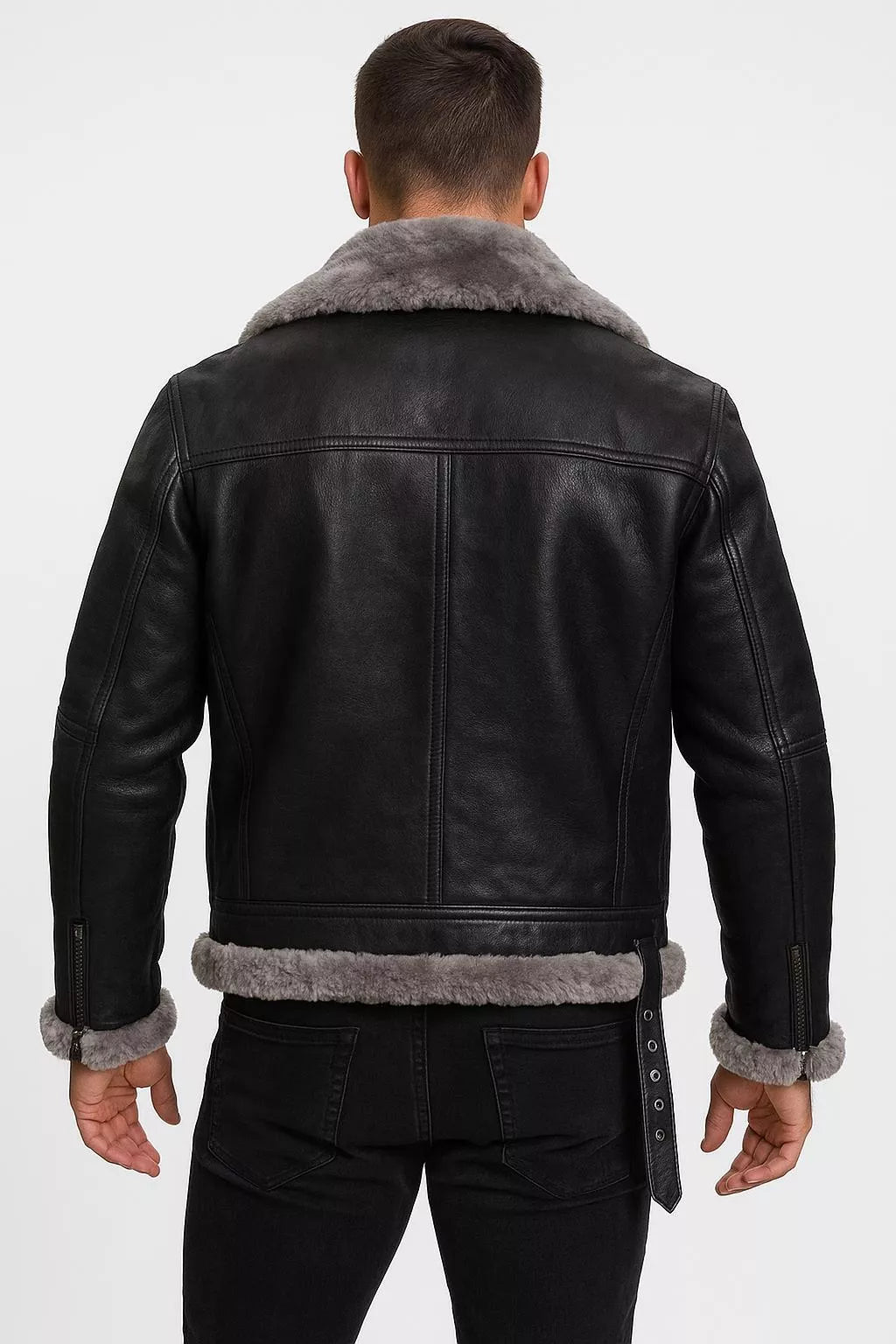 Men’s Real Leather Aviator Jacket | B3 Bomber Shearling Coat