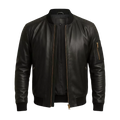 Men's Soft Lambskin Leather Jacket, Slim Fit Cafe Racer Bomber,  Black Modern Moto jacket