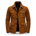 Men’s Genuine Suede Leather Safari Jacket | Luxury Brown Utility Jacket