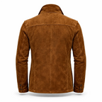 Men’s Genuine Suede Leather Safari Jacket | Luxury Brown Utility Jacket