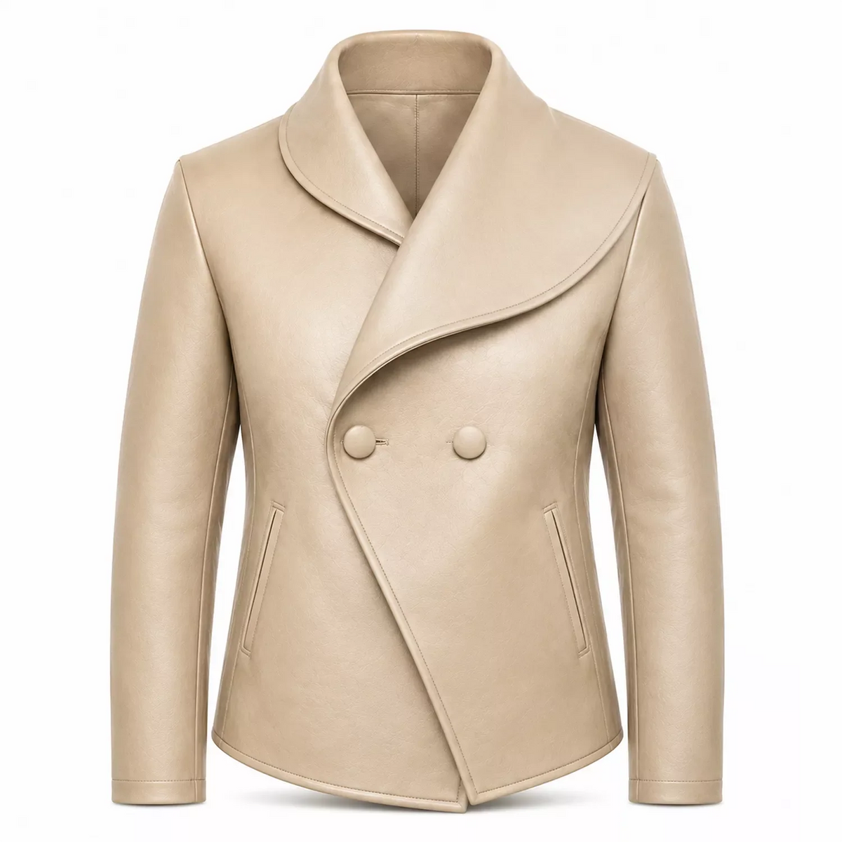 Men’s Wrap Leather Jacket | Asymmetric Button Front Blazer Style Coat