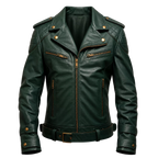 Men’s Vintage Green Leather Motorcycle Jacket | Belted Rider Style